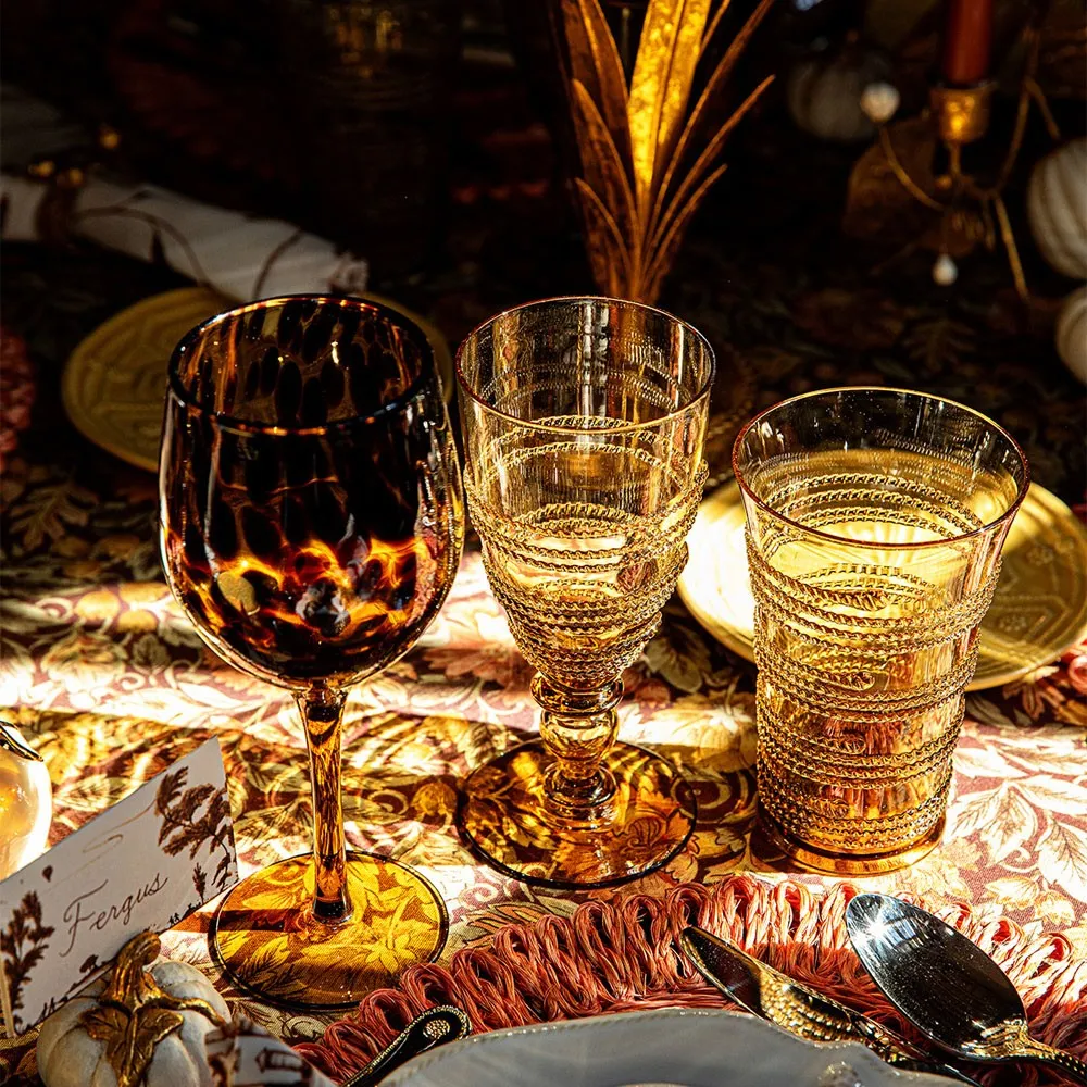 Ella Amber Glass Goblet - Brown