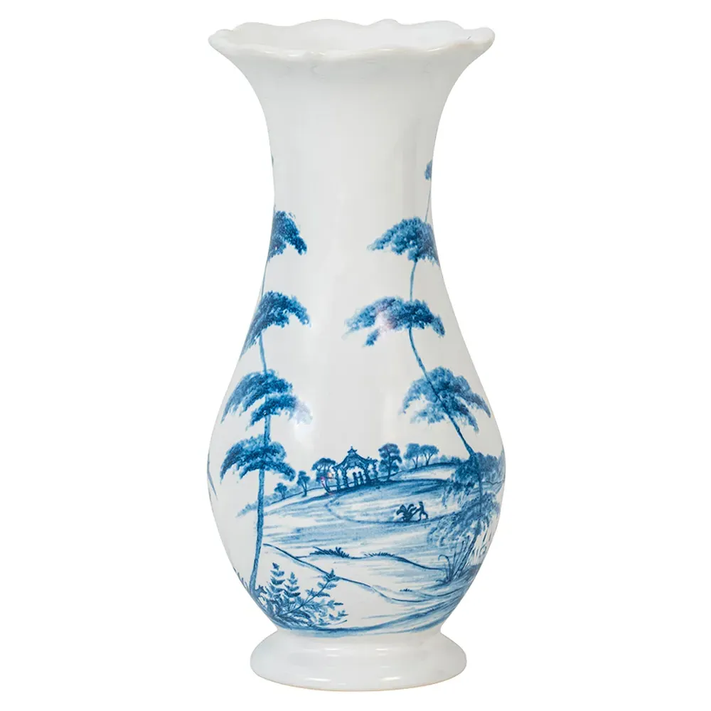 French Country Estate Delft Ceramic Table Vase - Blue