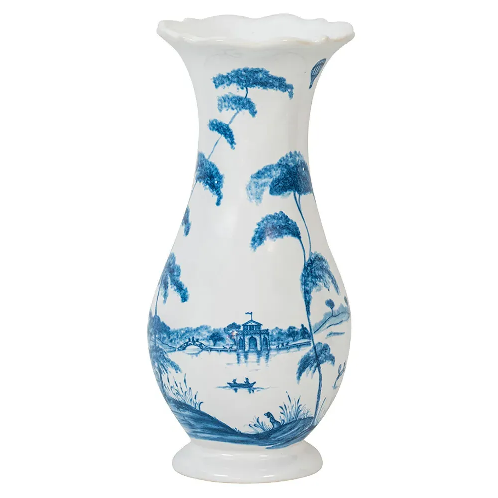 French Country Estate Delft Ceramic Table Vase - Blue image