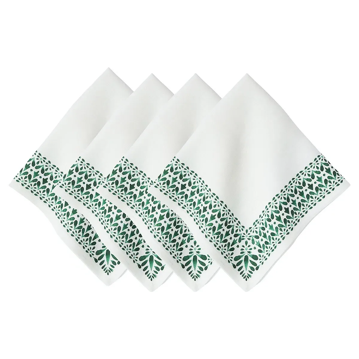 Iberian Border Linen Napkin Set of 4 - Evergreen