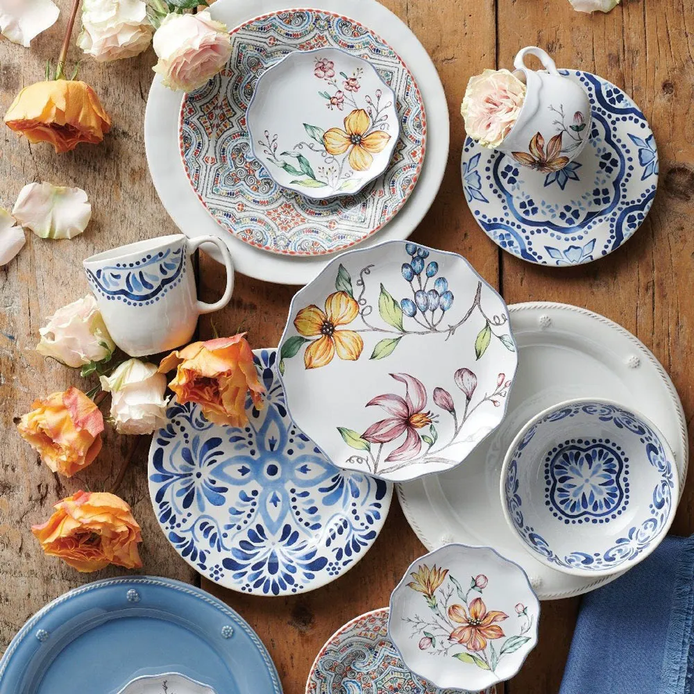 Iberian Journey Indigo Cocktail Plate - White, Ceramic