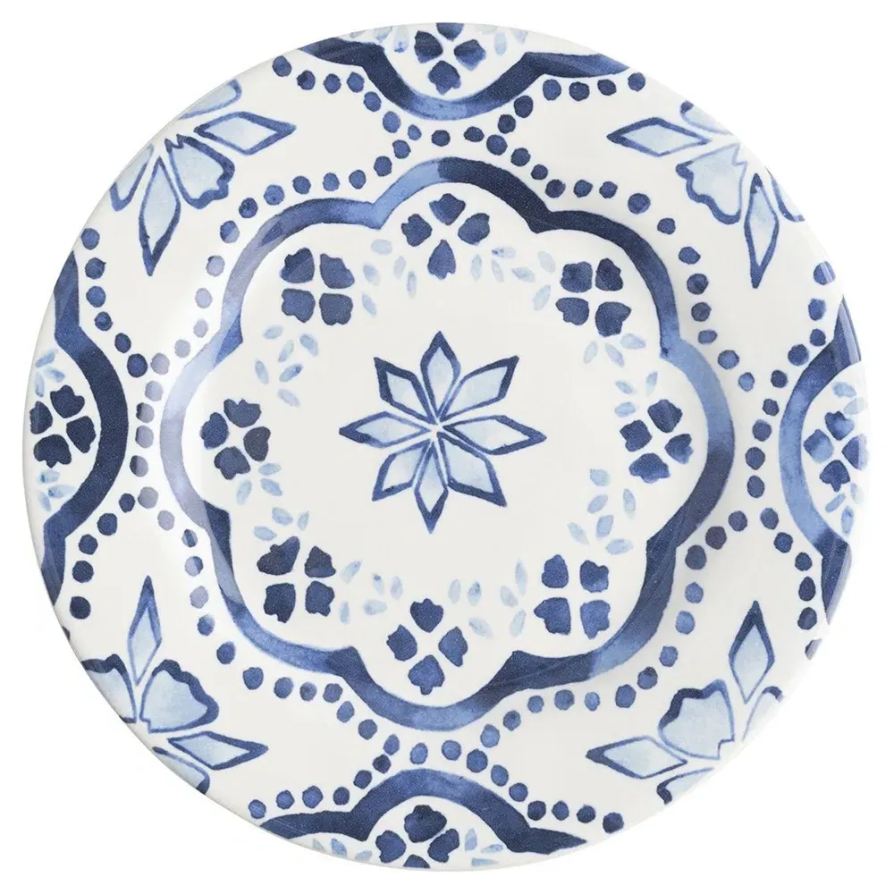 Iberian Journey Indigo Cocktail Plate - White, Ceramic