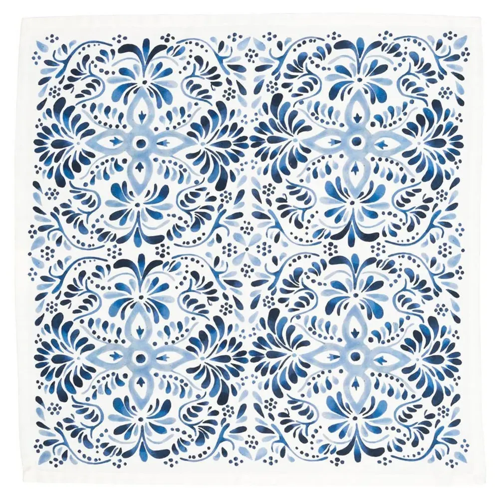 Iberian Journey Indigo Napkin - White, Cotton