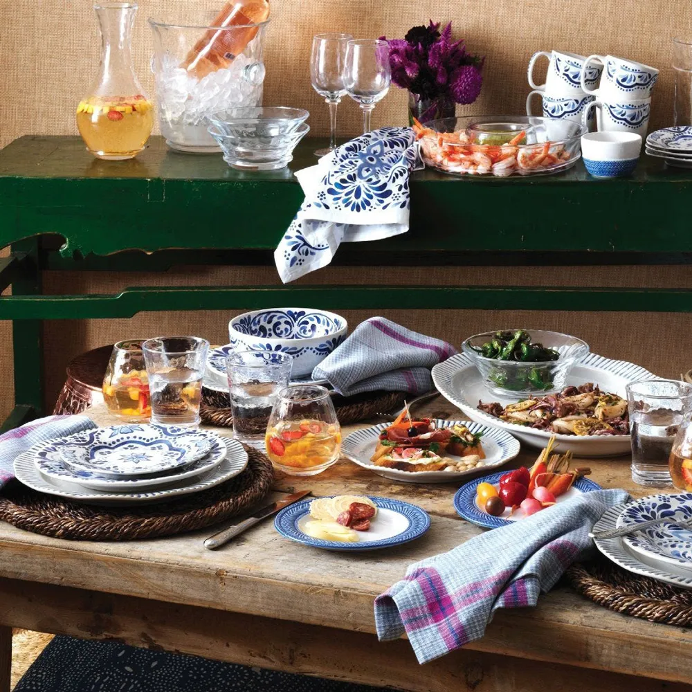 Iberian Journey Indigo Napkin - White, Cotton