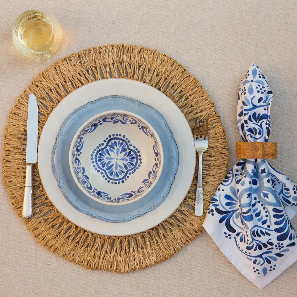 Iberian Journey Indigo Napkin - White, Cotton