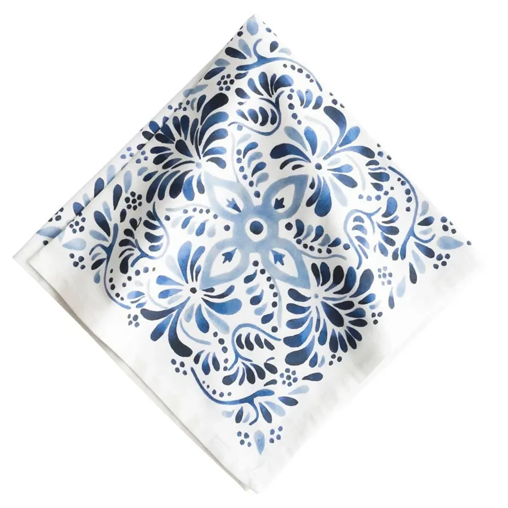 Iberian Journey Indigo Napkin - White, Cotton image
