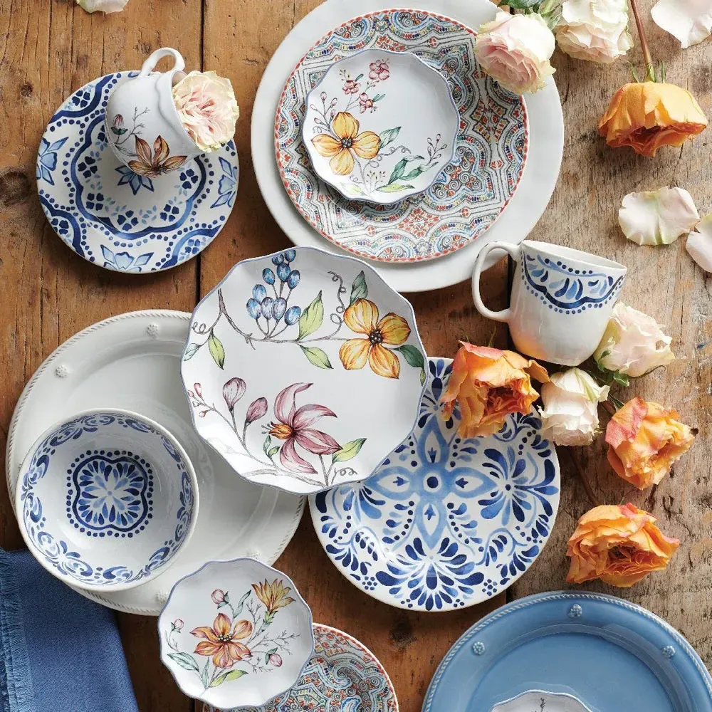 Iberian Journey Indigo Salad Plate - White, Ceramic