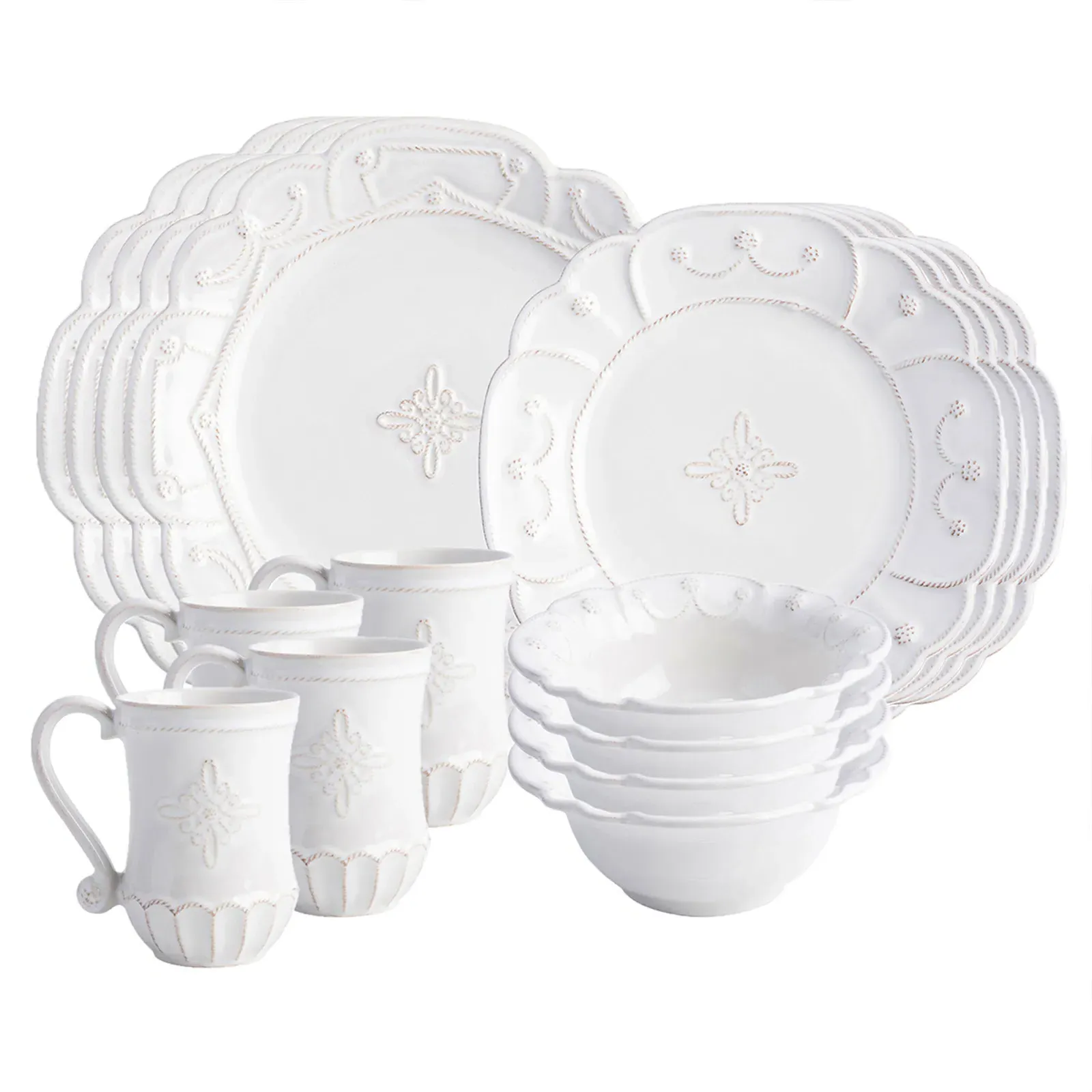 Jardins du Monde 16 Piece Place Setting - Whitewash, Ceramic