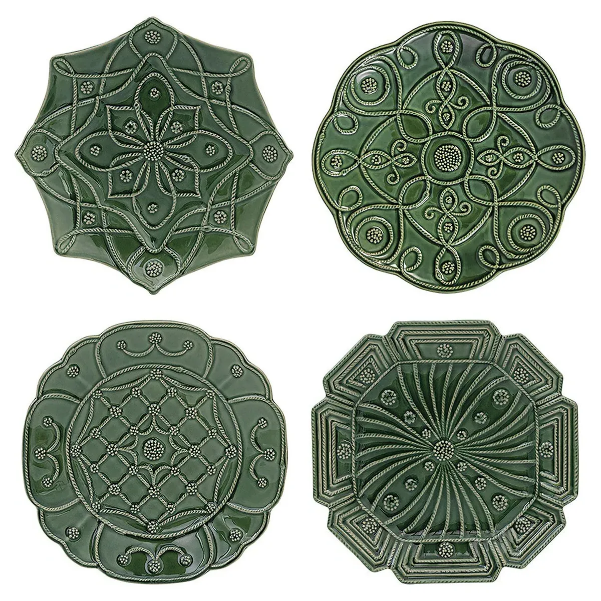 Jardins du Monde Salad Plate Set of 4 - Basil, Ceramic