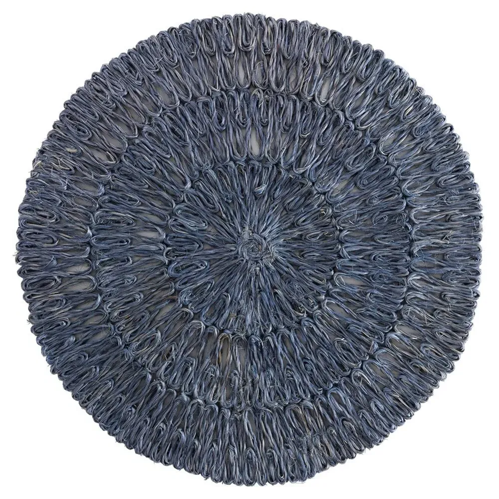 Loop Round Placemat - Delft Blue, Abaca Straw image
