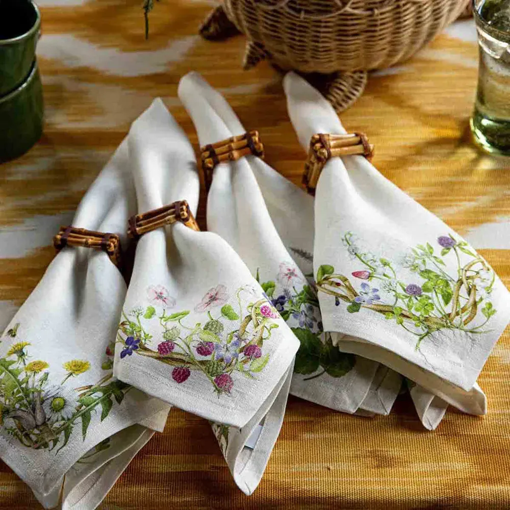 Meadow Walk Linen Napkin - White