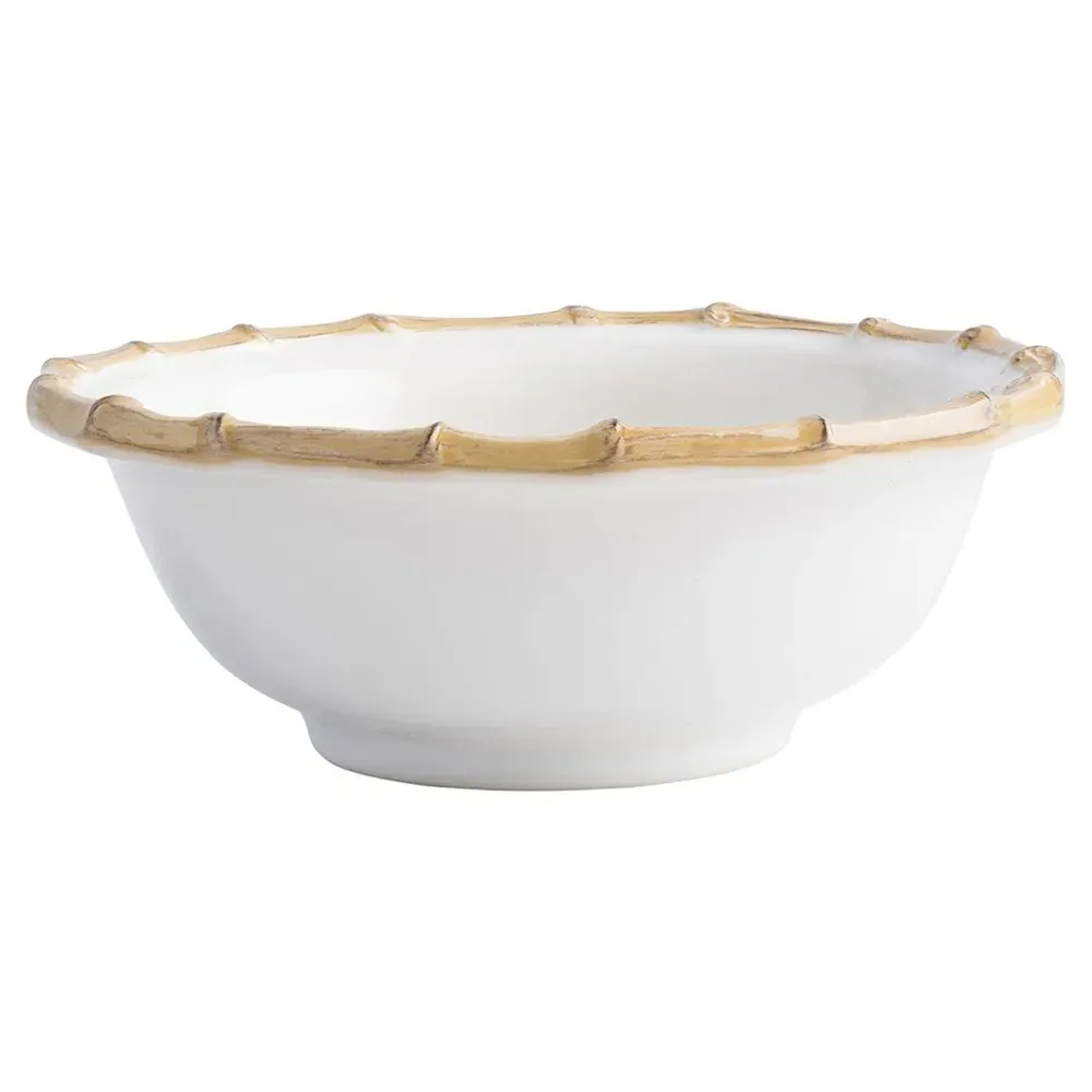 Natural Bamboo Rim Cereal Bowl - White, Ceramic
