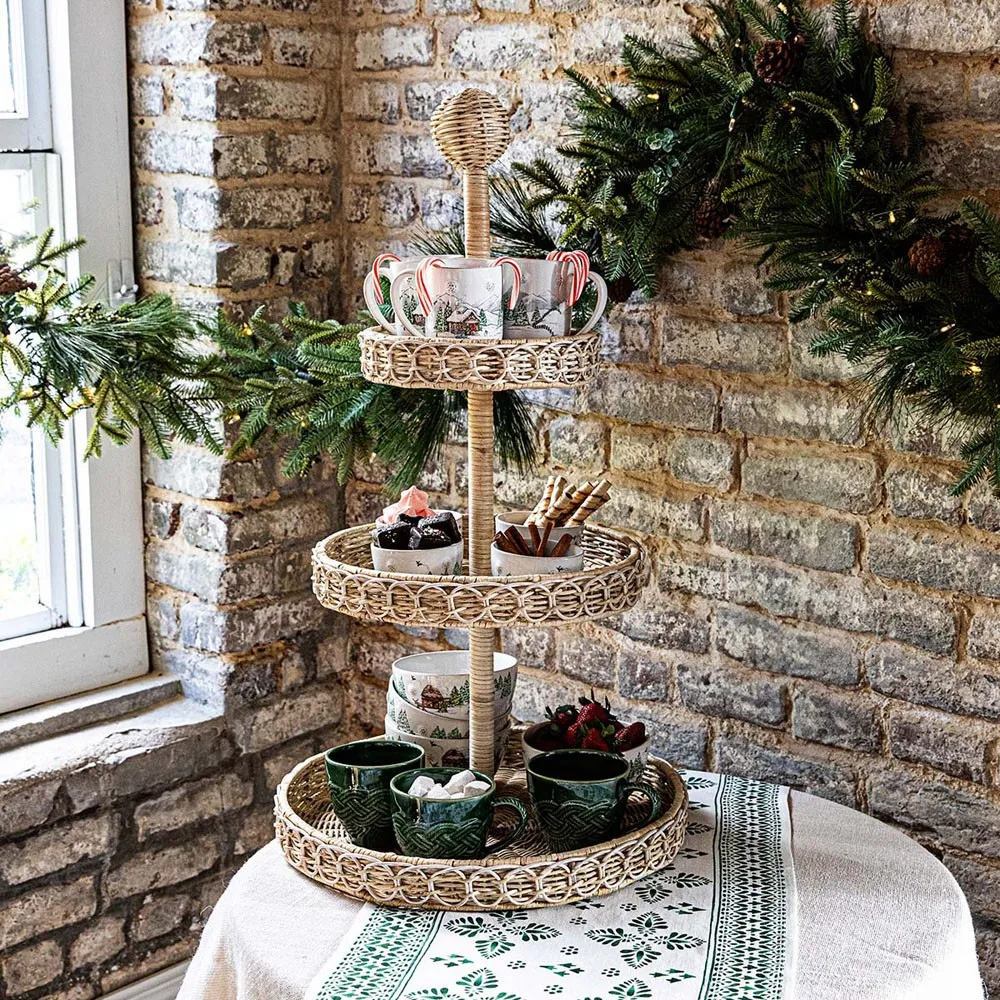 Provence 3 Tier Serving Tray - Brown, Rattan
