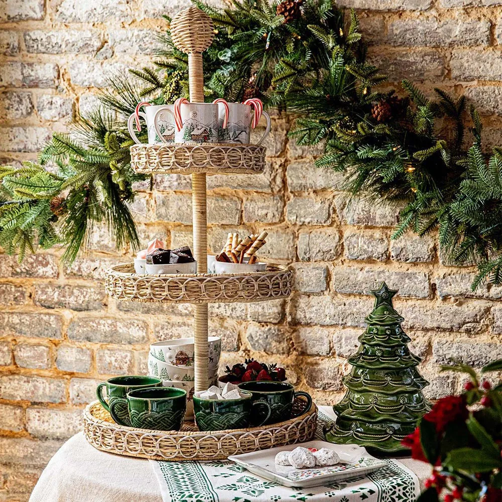 Provence 3 Tier Serving Tray - Brown, Rattan