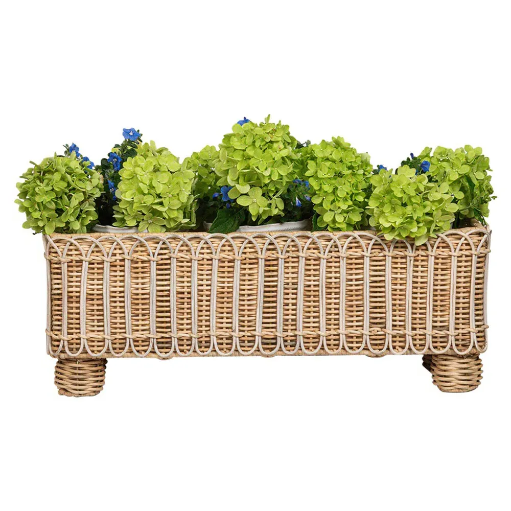 Provence Rectangular Planter - Whitewash, Rattan