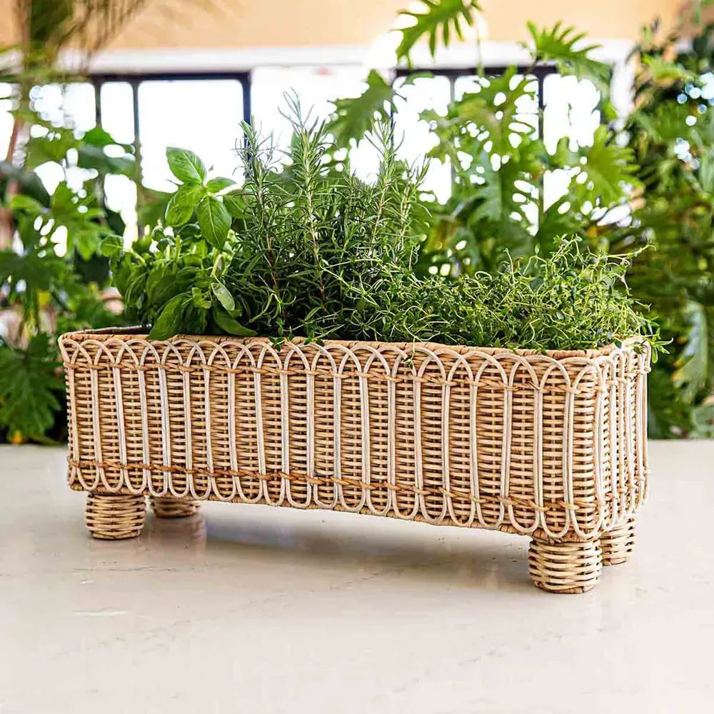Provence Rectangular Planter - Whitewash, Rattan