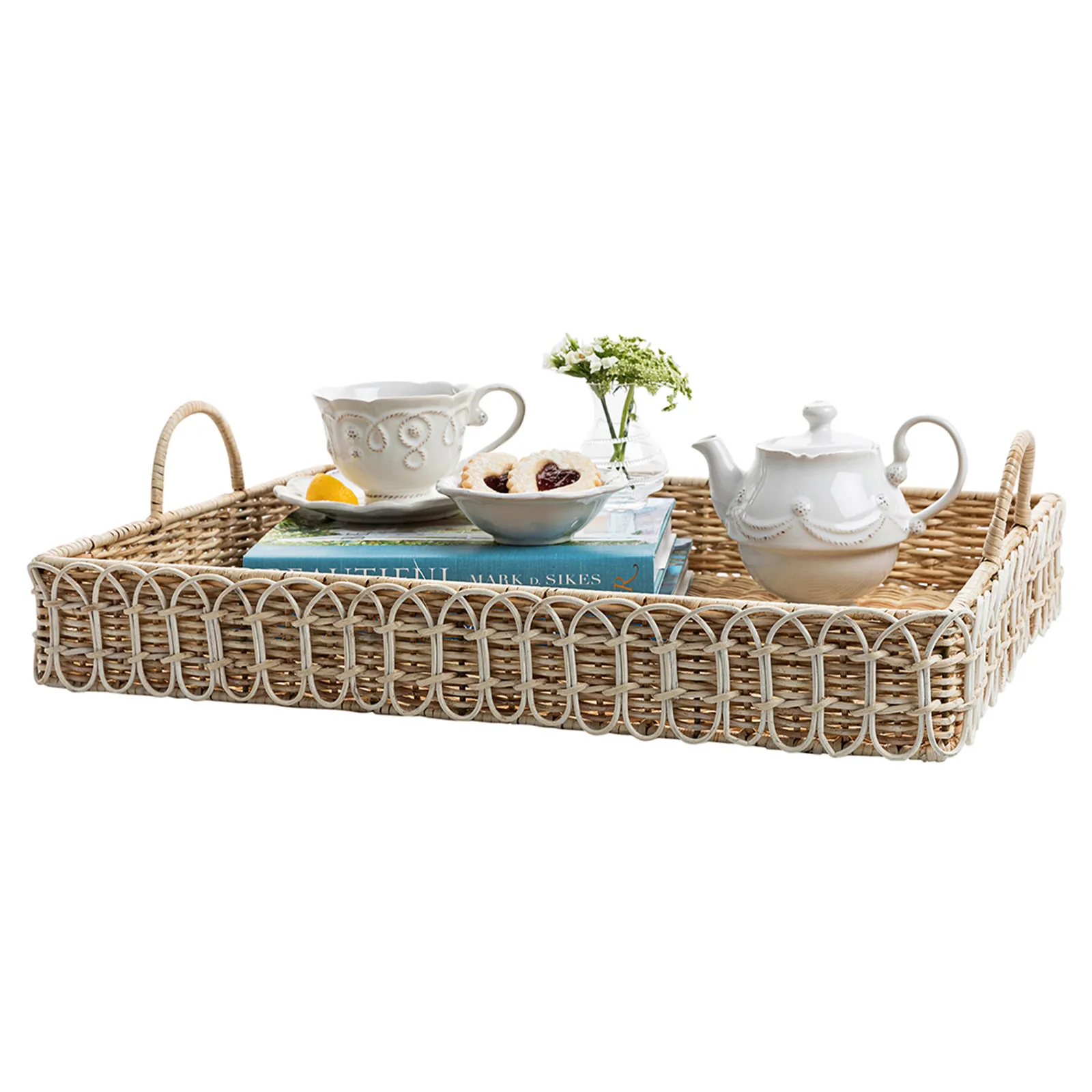 Provence Rectangular Tray - Whitewash, Rattan