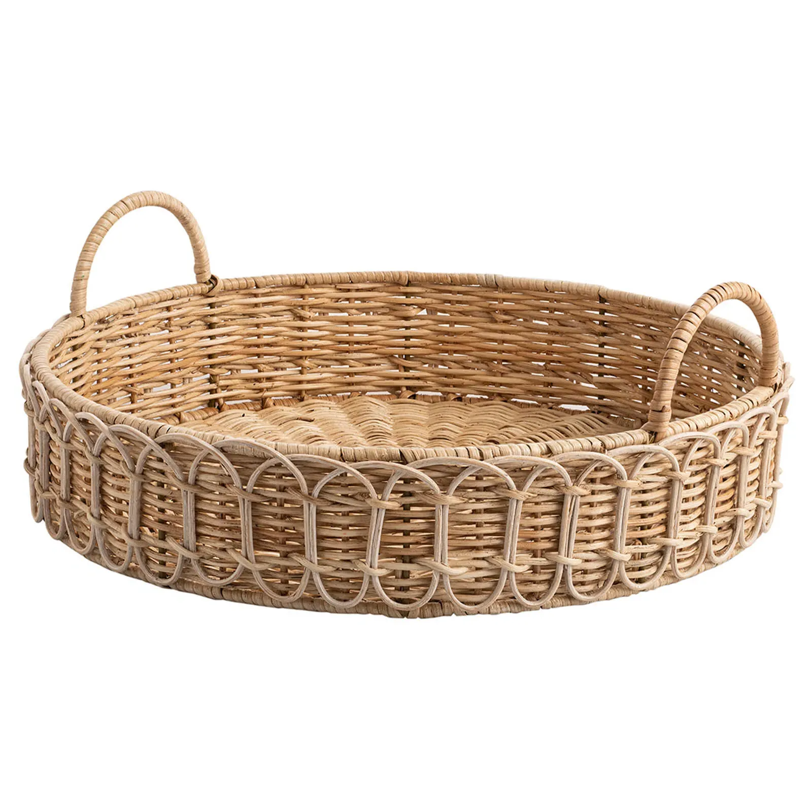 Provence Round Tray - Whitewash, Rattan