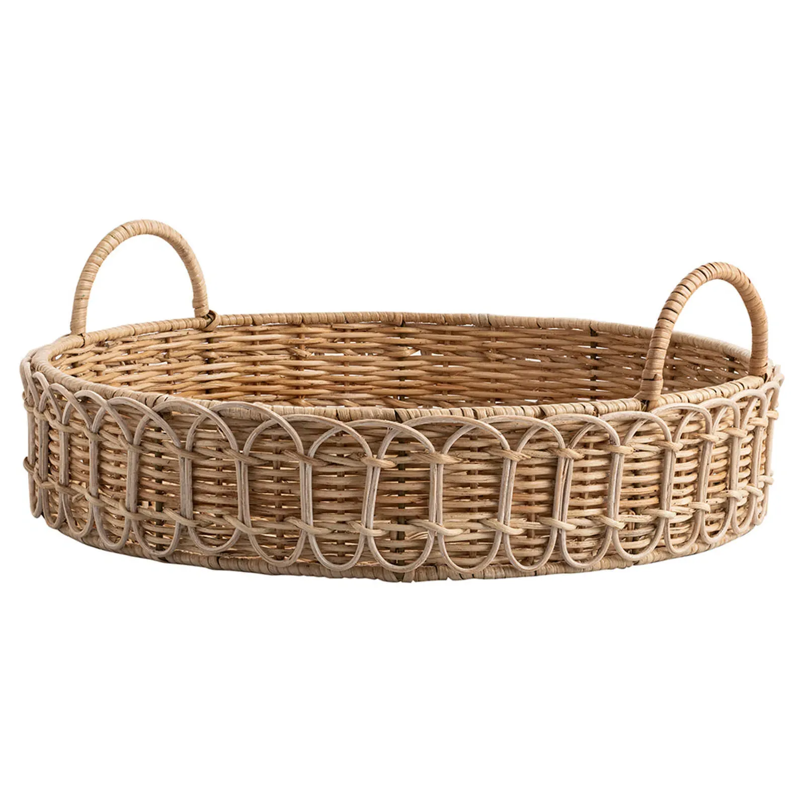 Provence Round Tray - Whitewash, Rattan