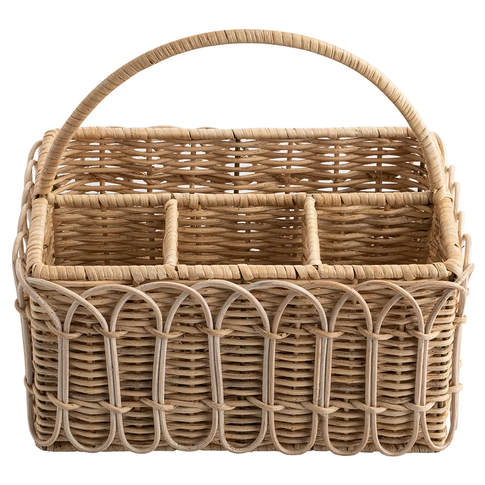 Provence Silverware Caddy - Whitewash, Rattan