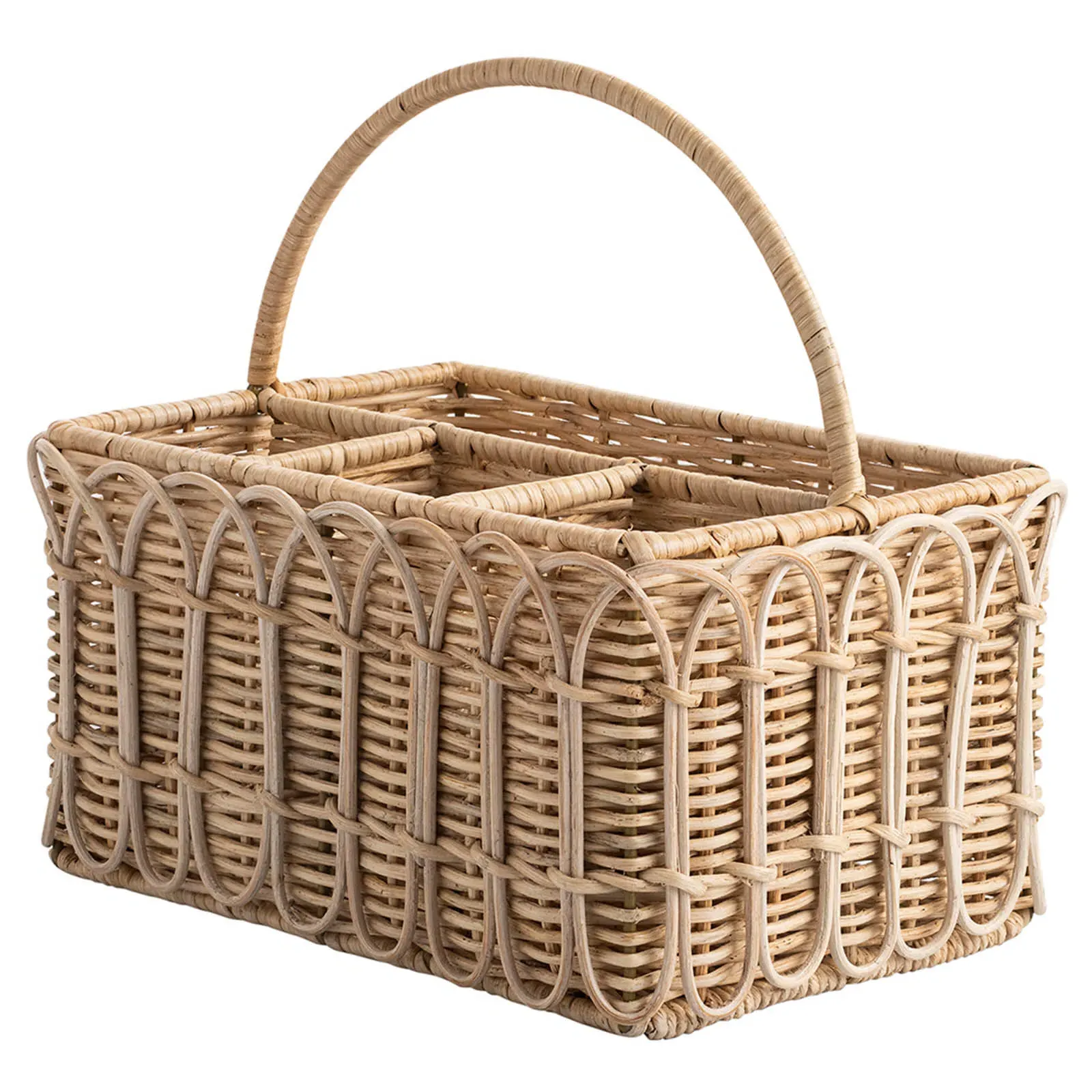 Provence Silverware Caddy - Whitewash, Rattan