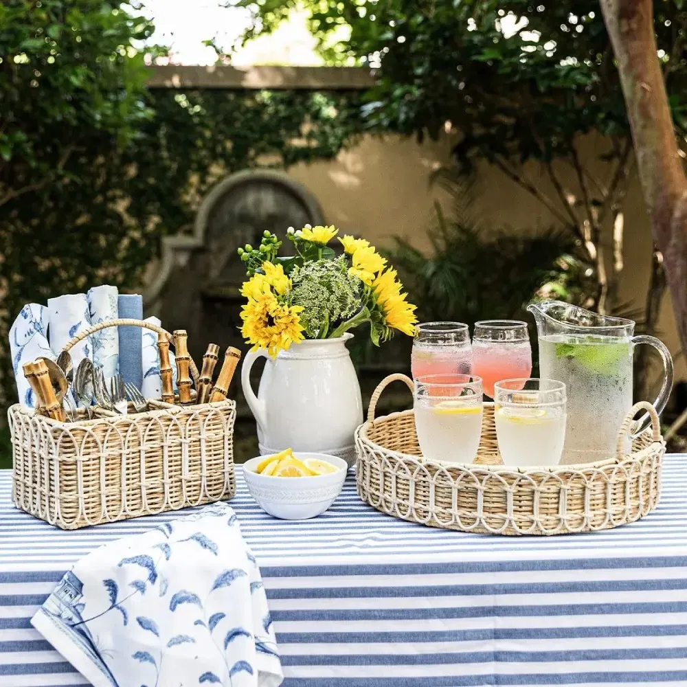 Provence Silverware Caddy - Whitewash, Rattan