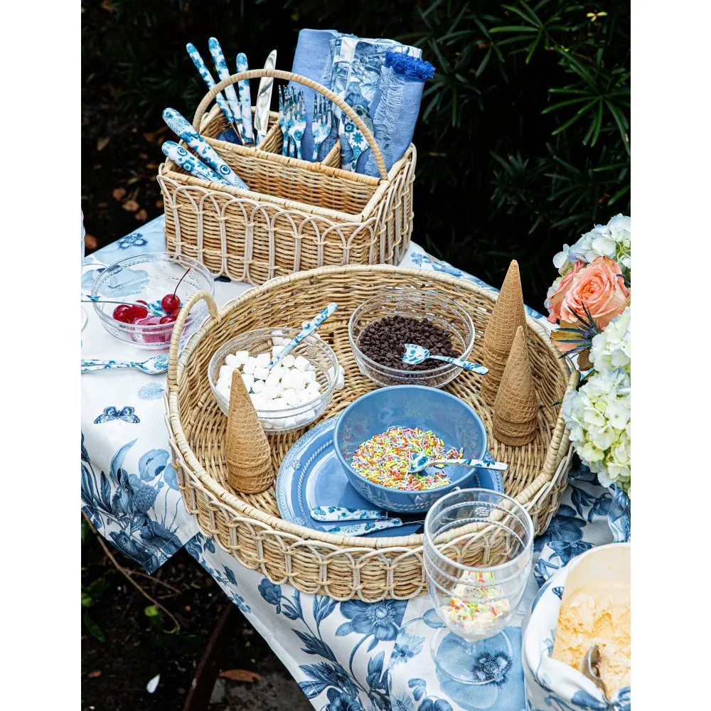 Provence Silverware Caddy - Whitewash, Rattan