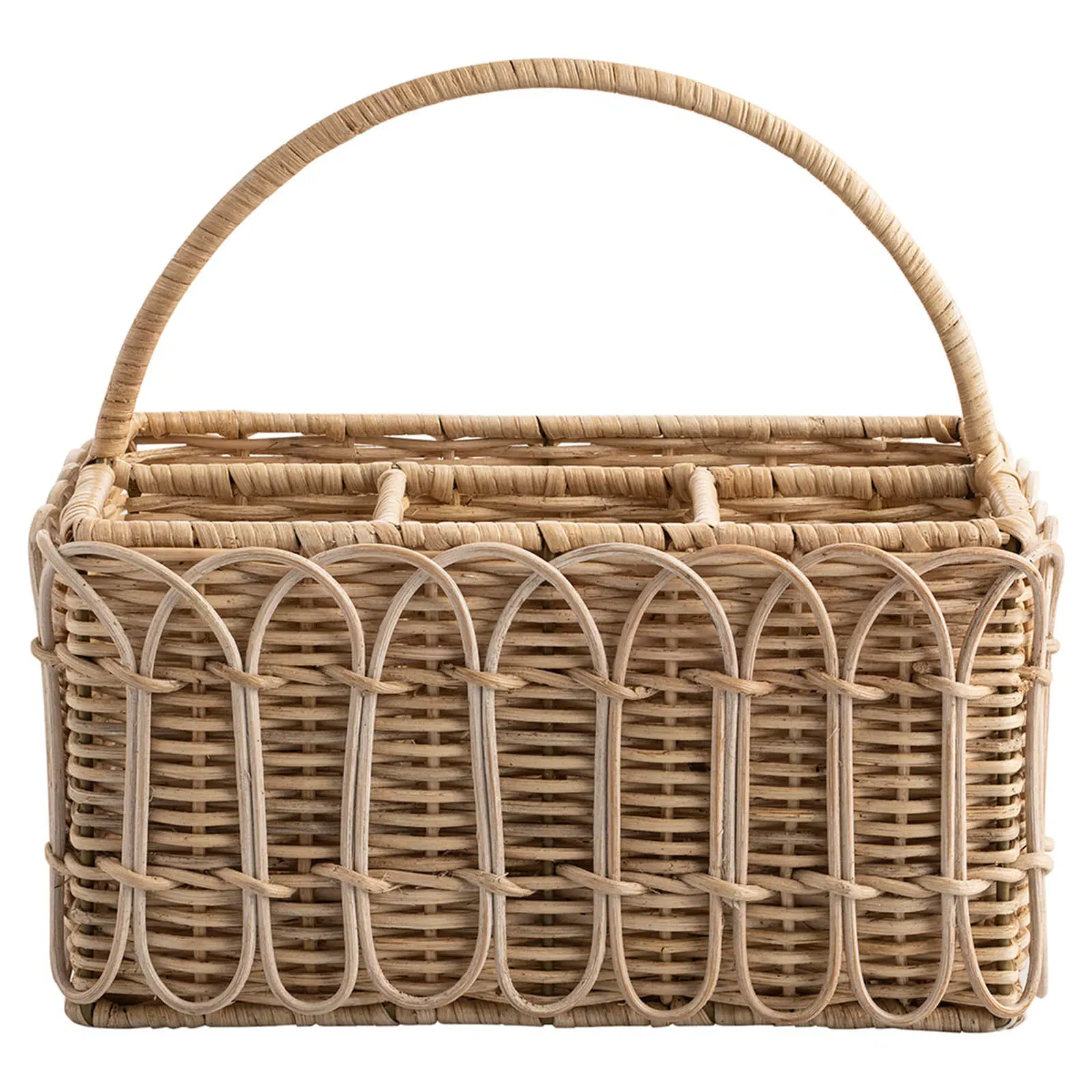 Provence Silverware Caddy - Whitewash, Rattan