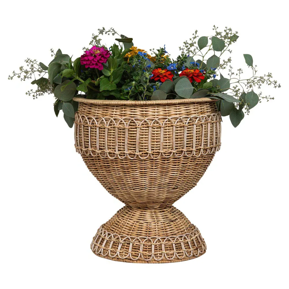Provence Urn Planter - Whitewash, Rattan