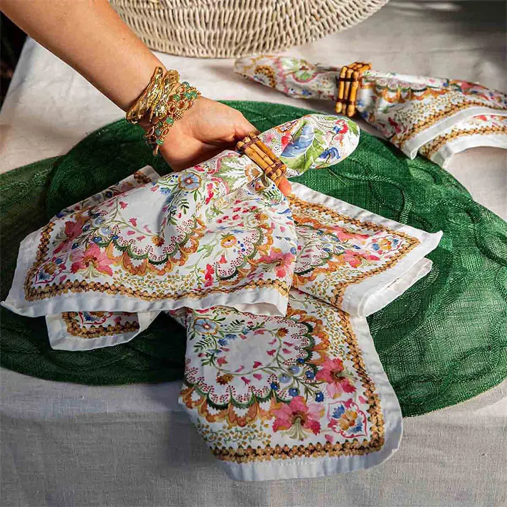 Sofia Floral Pattern Cotton Napkin - Pink