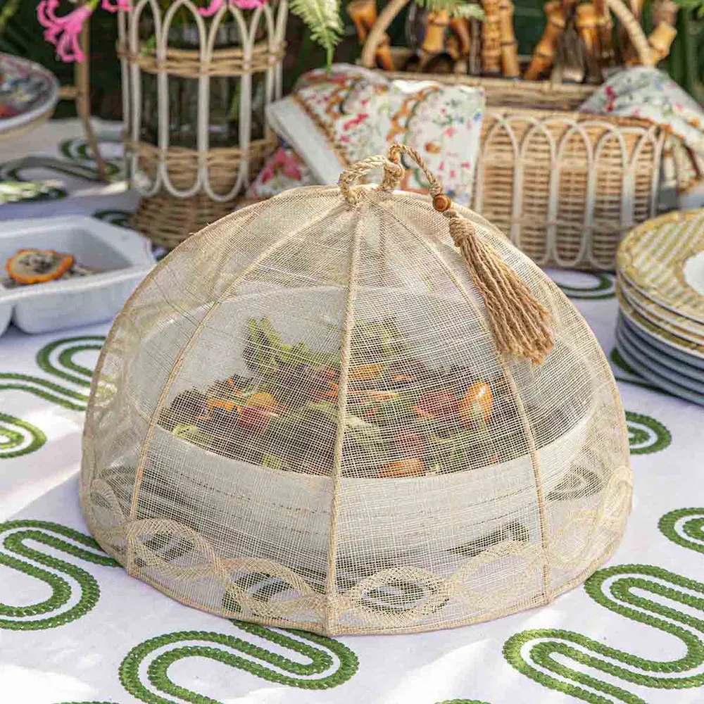Tuileries Garden Woven Abaca Food Cover Set - Natural