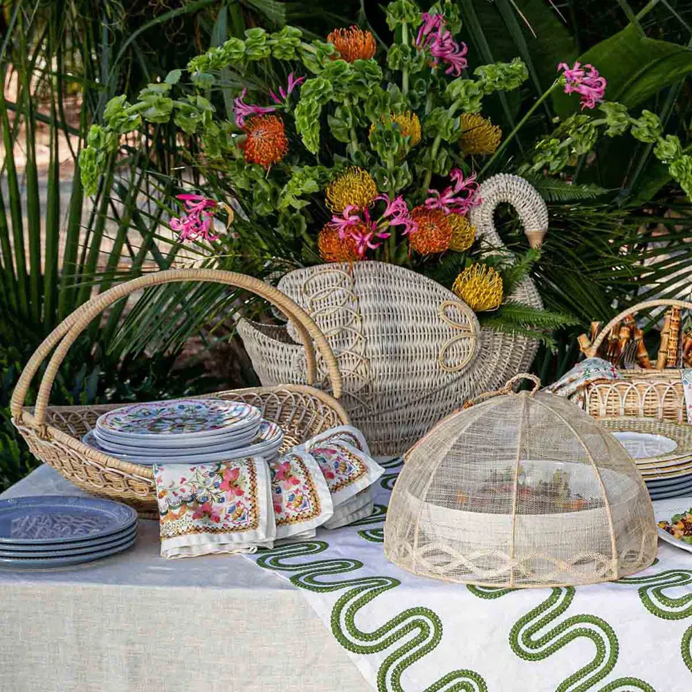 Tuileries Garden Woven Abaca Food Cover Set - Natural