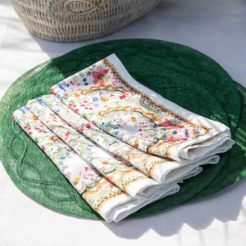 Tuileries Garden Woven Abaca Placemat - Basil