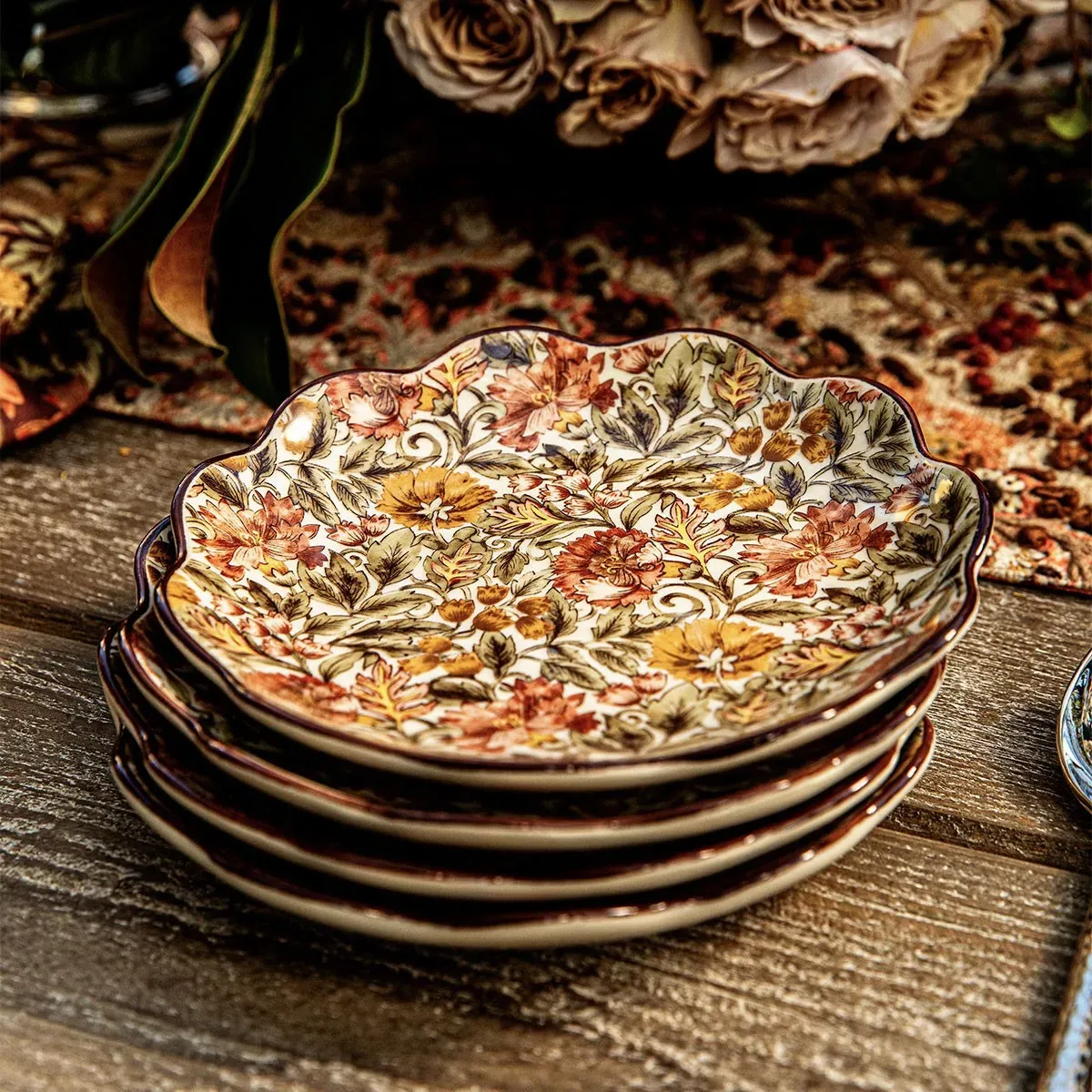 Willa Cocktail Plate Set of 4 - Amber, Ceramic