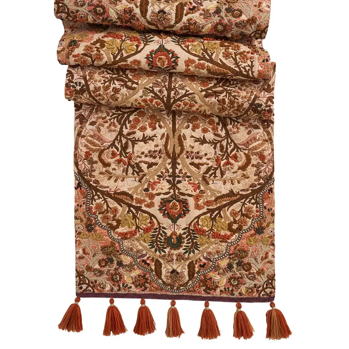 Willa Embroidered Table Runner - Amber, Cotton