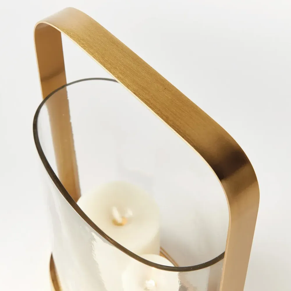 Aaliyah Oval Hurricane Candleholder - Gold, Glass