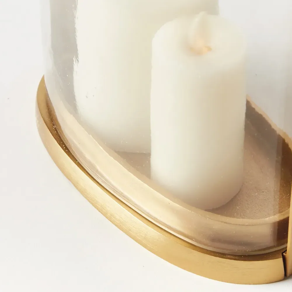 Aaliyah Oval Hurricane Candleholder - Gold, Glass