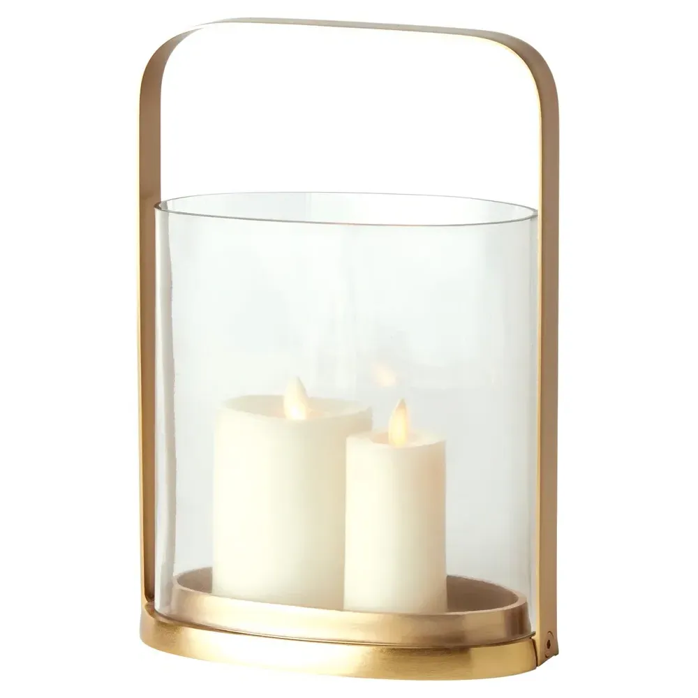 Aaliyah Oval Hurricane Candleholder - Gold, Glass image