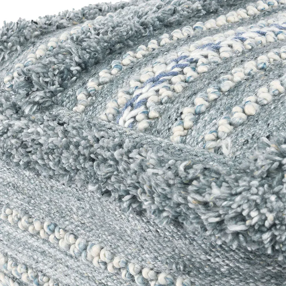 Aaron Square Pouf - Blue, Polyester