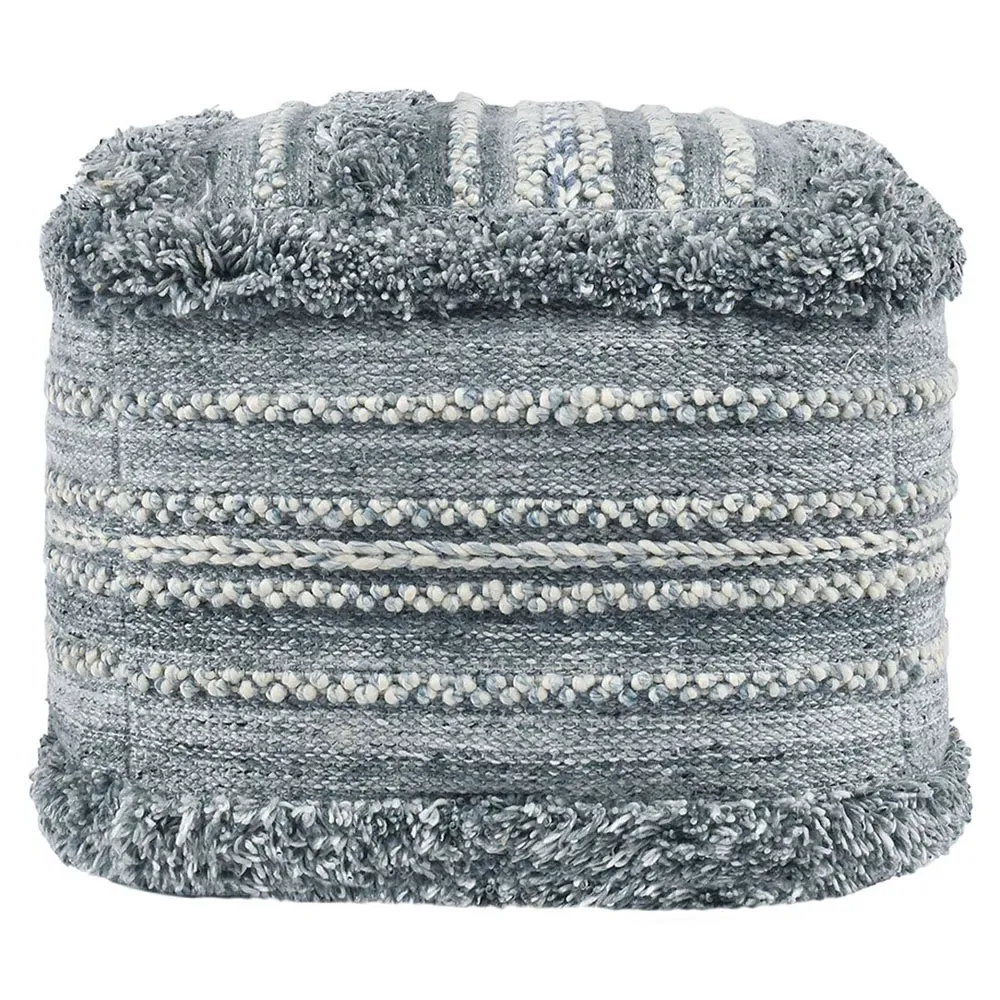 Aaron Square Pouf - Blue, Polyester image