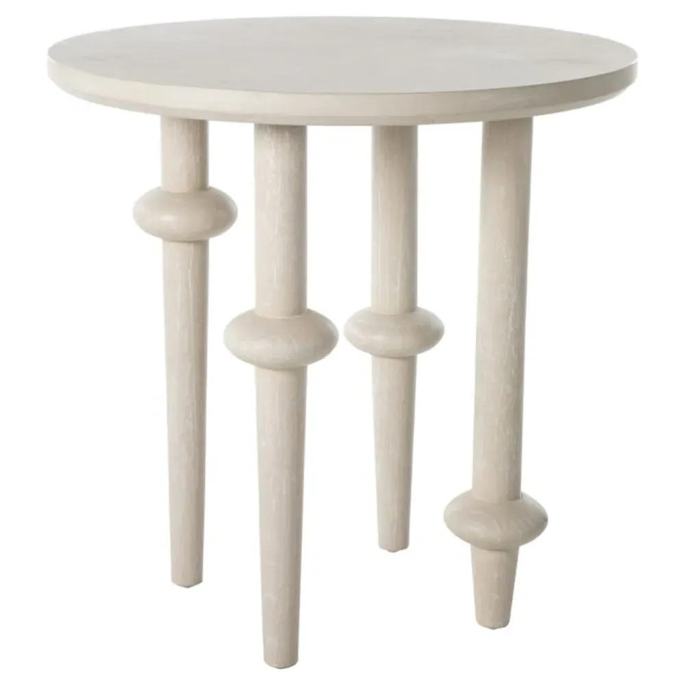 Aba Round Side Table - Beige, Wood image