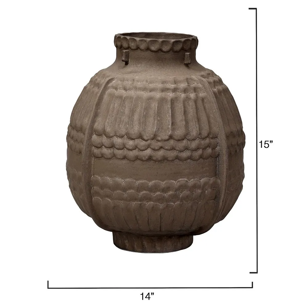 Abel Round Decorative Vase - Brown, Porcelain