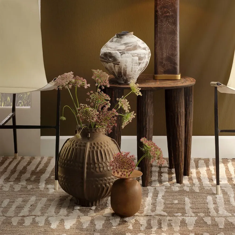 Abel Round Decorative Vase - Brown, Porcelain