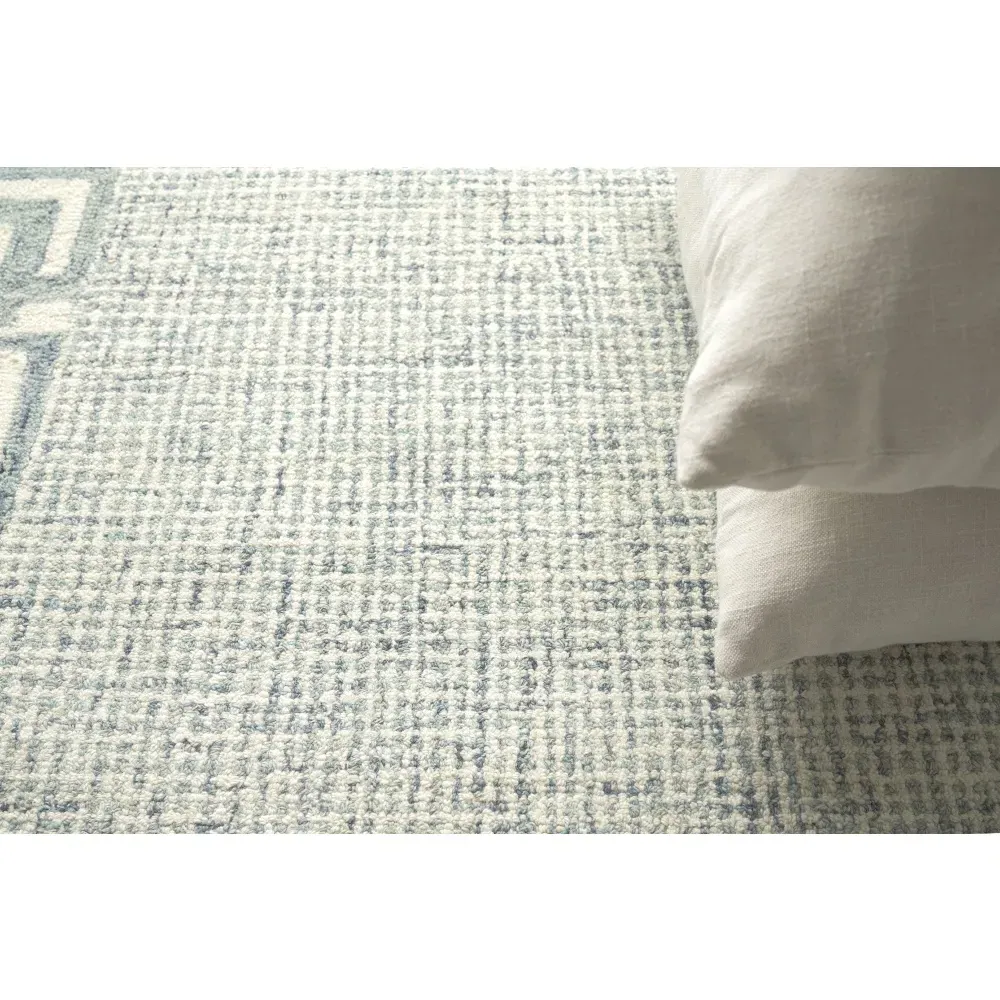 Abigail 10x14 Patterned Rug - Aqua, Wool