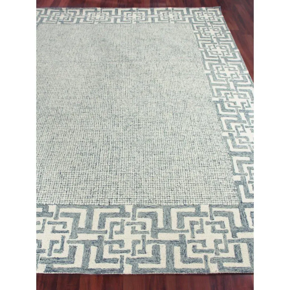 Abigail 14x18 Patterned Rug - Aqua, Wool
