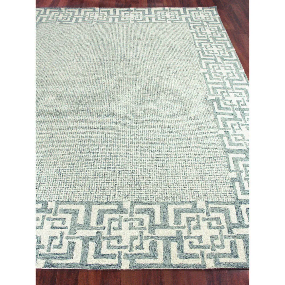 Abigail 5x8 Patterned Rug - Aqua, Wool