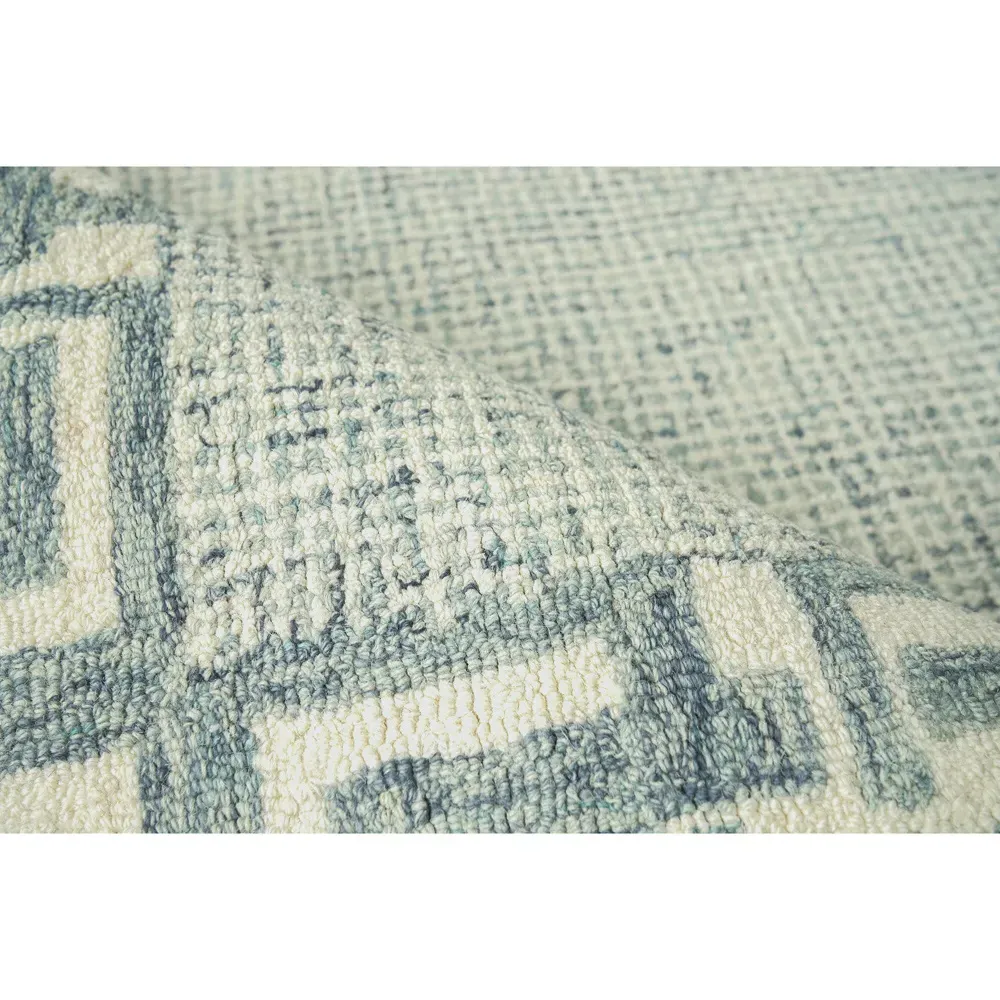 Abigail 5x8 Patterned Rug - Aqua, Wool