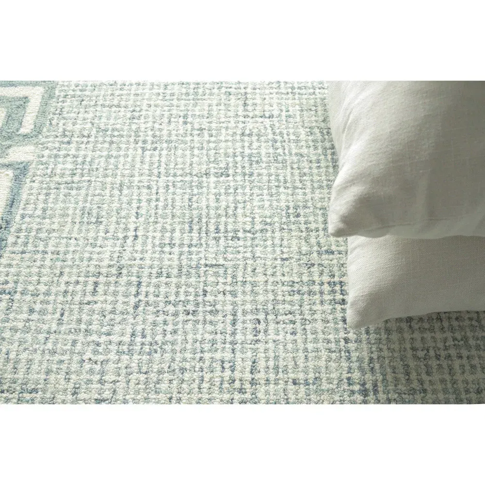 Abigail 5x8 Patterned Rug - Aqua, Wool