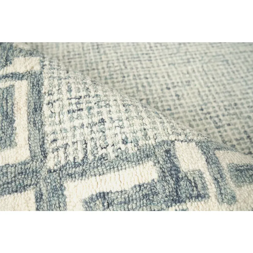 Abigail 6x9 Patterned Rug - Aqua, Wool