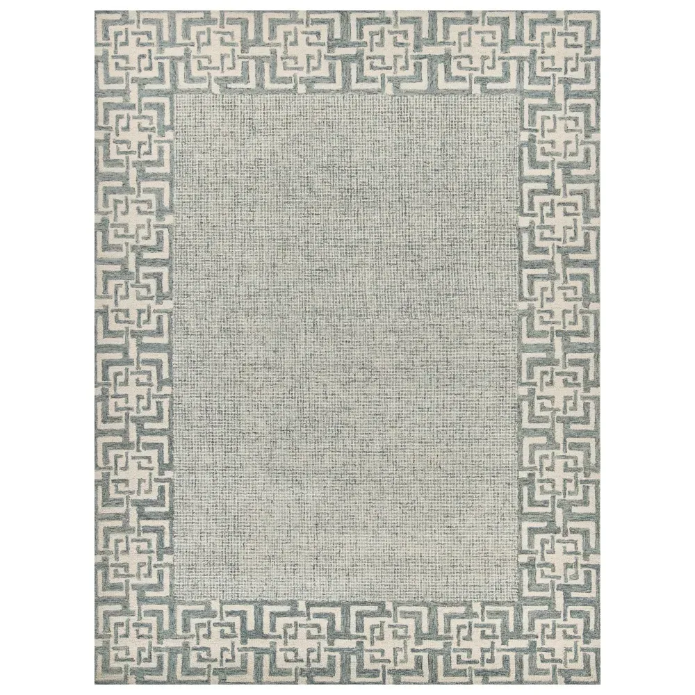 Abigail 6x9 Patterned Rug - Aqua, Wool